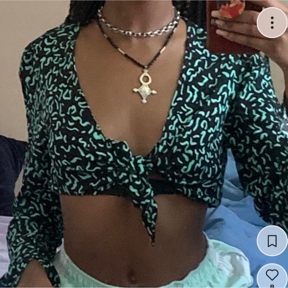 Collusion | Green Squiggle Blouse Size S